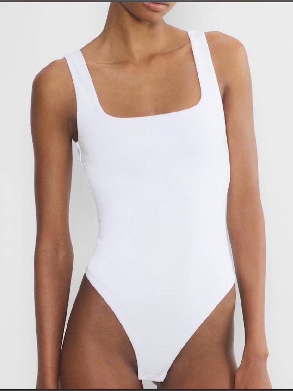 Aritzia White Square-Neck Bodysuit